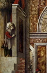 Budförklaringen med den helige Emidius, 1486 (tempera och olja på duk) (detalj av 97895)